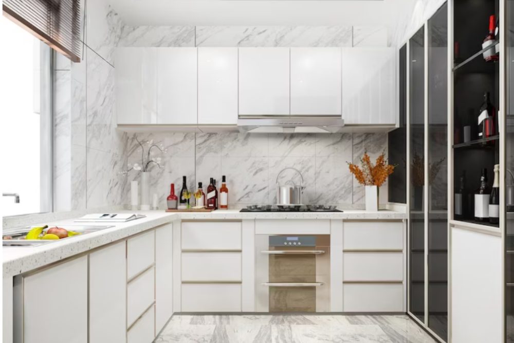 Marble Accents Modular Kitchen