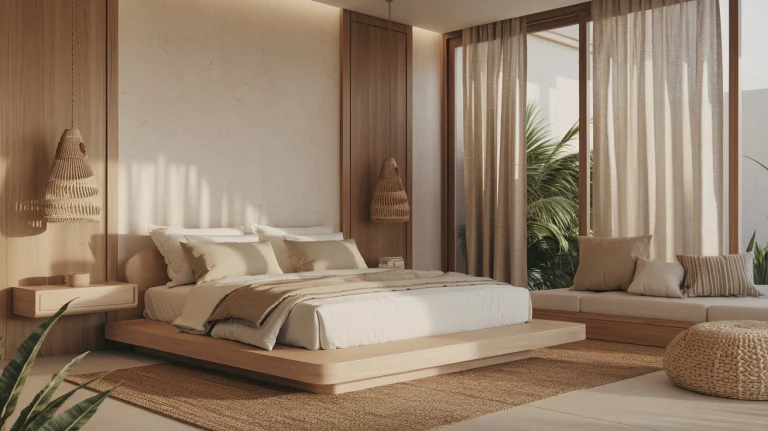 Japandi fusion bedroom