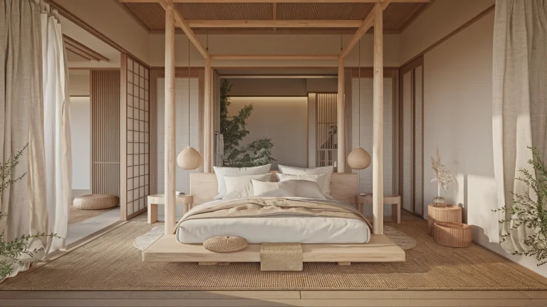 bedroom design with greenery for warmth