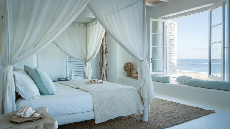 bedroom with ocean-inspired colors