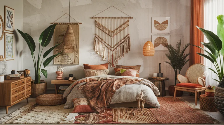 bohemian chic bedroom interior