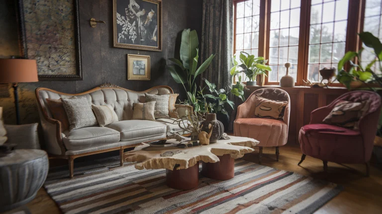 Mixed-Style-Living-Room-with-Retro-Sofa