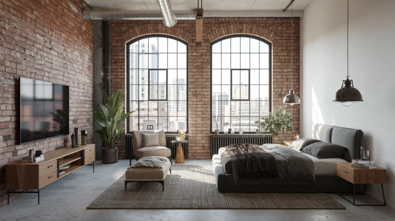 industrial loft bedroom interior design