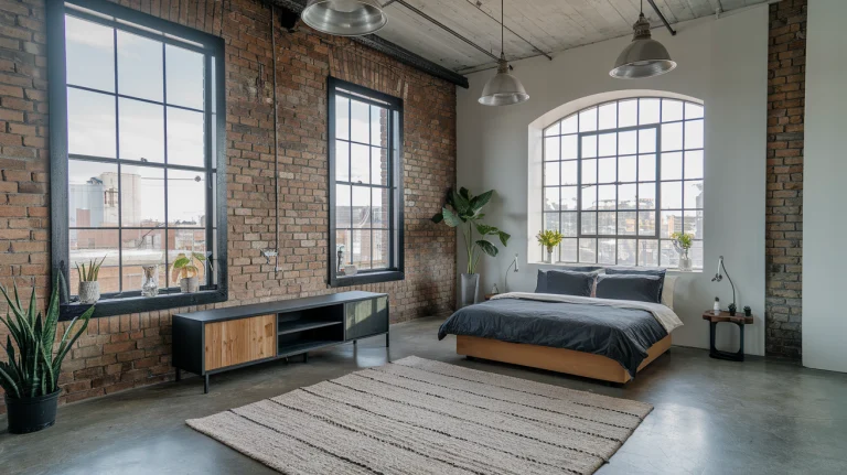 industrial loft bedroom