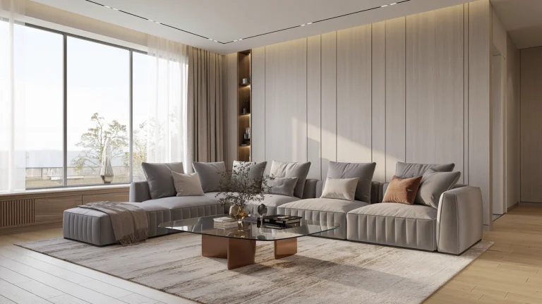 living-room with grey-sofa