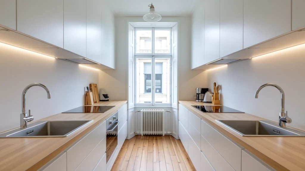 Narrow kitchen configuration