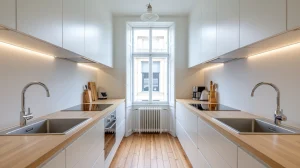 Narrow kitchen configuration