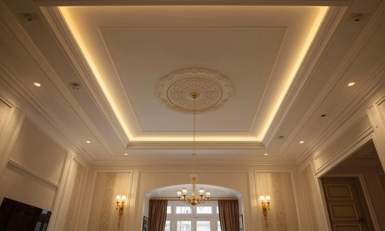 POP False Ceiling with Decorative Mouldings